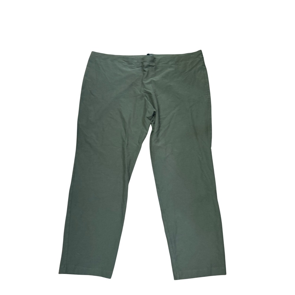Eileen Fisher Plus Size 3X Olive Green Stretch Viscose Nylon‎ Ankle Pants Slim
